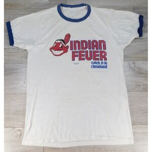 Vintage Cleveland Indians Chief Wahoo Indian Fever Ringer Tee XL 50/50 USA
